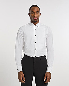 mens white formal shirt with black buttons