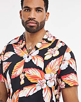 Short Sleeve Cuban Collar Floral Shirt