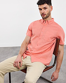 Short Sleeve Linen Blend Shirt