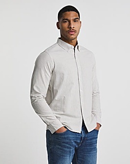 Tan Long Sleeve Stripe Oxford Shirt