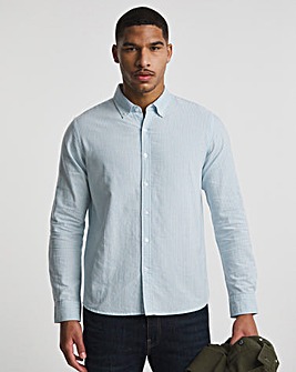 Sky Blue Long Sleeve Stripe Oxford Shirt