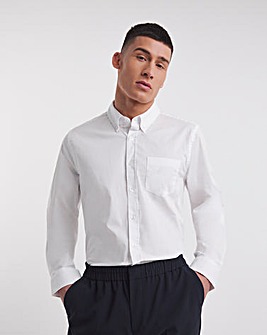 White Long Sleeve Button Down Poplin Shirt