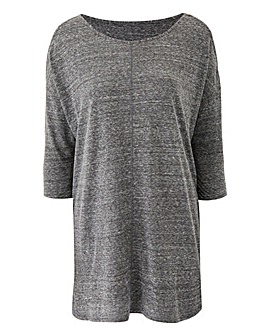 Grey Space Dye Oversized Cold Shoulder Tunic