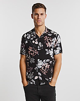 Short Sleeve Viscose Floral Print Shirt