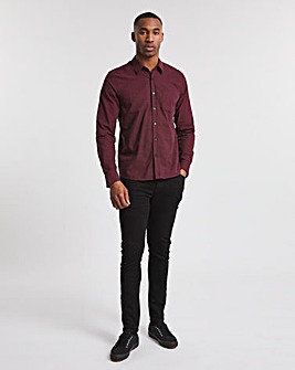 Burgundy Long Sleeve Gingham Cotton Shirt