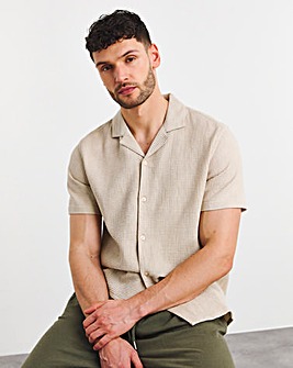 Waffle Cuban Collar Short Sleeve Shirt