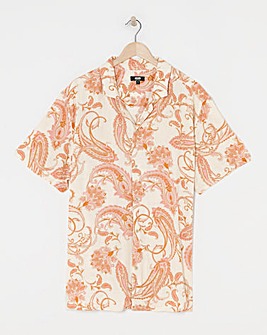 Short Sleeve Paisley Cuban Collar Shirt
