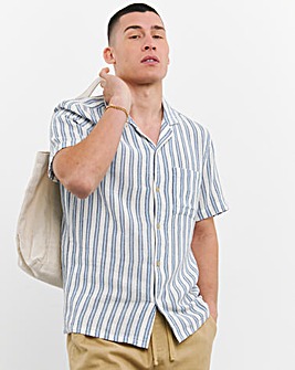 Cuban Collar Stripe Shirt