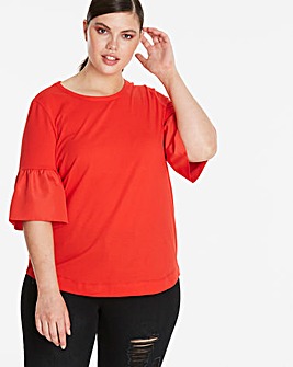 Red Woven Sleeve Top