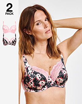 Pretty Secrets 2 Pack Laura Floral Full Cup Wired Bras B-H