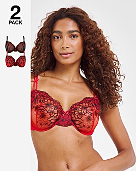 2 Pack Emily Everyday Embroidery Bras B-F