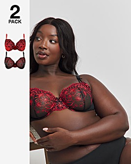 2 Pack Emily Everyday Embroidery Bras B-F