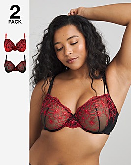 2 Pack Emily Everyday Embroidery Bras
