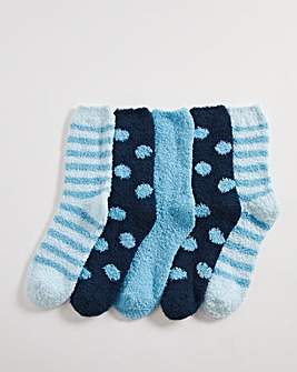 5 Pair Pack Spots Fluffy Socks