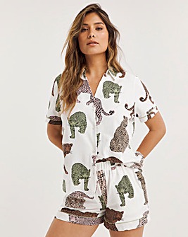 Chelsea Peers Leopard Print Organic Cotton Short Pyjama Set