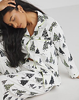 Chelsea Peers Christmas Tree Print Organic Cotton Long Pyjama Set