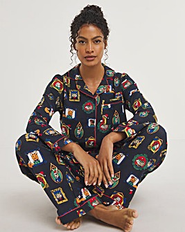 Chelsea Peers Xmas Frames Print Organic Cotton Long Pyjama Set
