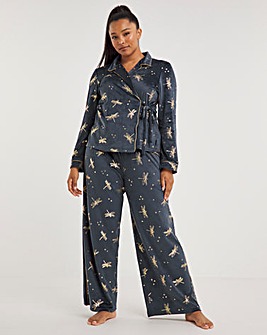 Chelsea Peers Velour Dragonfly Print Long Pyjama Set
