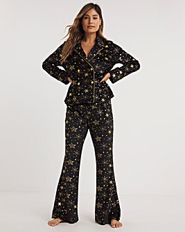 Chelsea Peers Velour Foil Christmas Star Print Pyjama Set