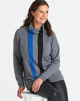 I.Scenery High Neck Stripe Knit Pullover