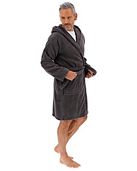 Charcoal Hooded Towelling Dressing Gown