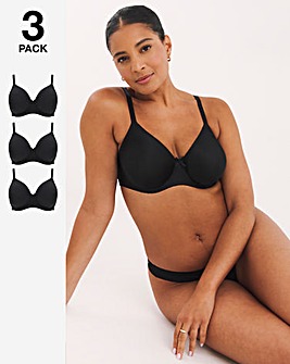 Pretty Secrets 3 Pack Claire Black Full Cup Wired Bras B-E