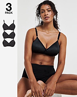 Pretty Secrets 3 Pack Black Claire Full Cup Non Wired Bras B-E