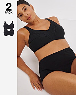 Pretty Secrets Sally 2 Pack Black/Black Minimiser Non Wired Bras C-L - Black