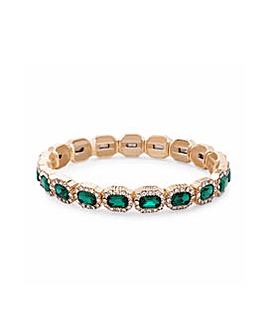 Jon Richard Gold Plated Emerald Green Crystal Rectangle Stretch Bracelet