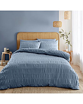 CL Seersucker Blue Duvet Cover Set