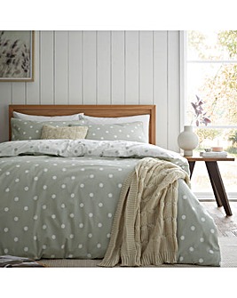 Catherine Lansfield Brushed Polka Dot Duvet Cover Set