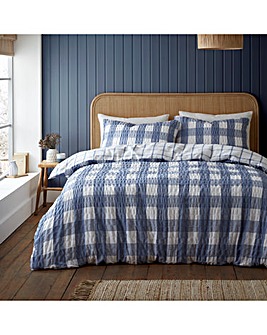 Catherine Lansfield Brushed Seersucker Gingham Duvet Set