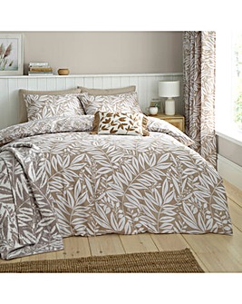 Catherine Lansfield Sorrel Leaf Duvet Cover Set - Natural