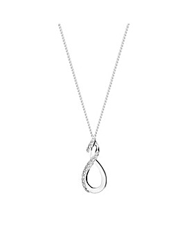 Sterling Silver 925 Cubic Zirconia Infinity Twist Top Necklace
