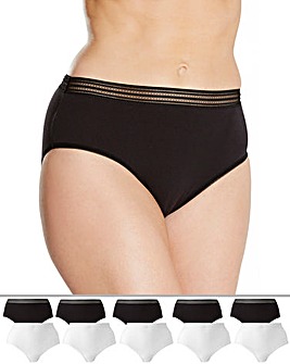 Naturally Close 10 Pack Cotton Rich Black/White Mid Rise Briefs