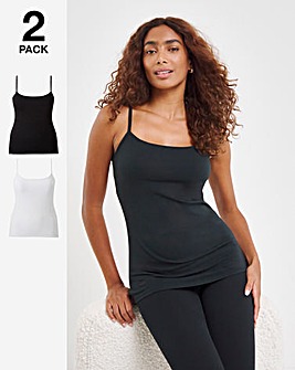 Pretty Secrets 2 Pack Cotton Rich Support Vest White/Black