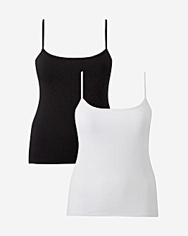 Naturally Close 2 Pack Cotton Rich White/Black Secret Support Cotton Vest