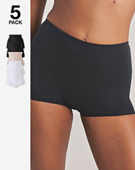 Pretty Secrets (5 Pack) Cotton Comfort Short Knickers Black/White/ Blush