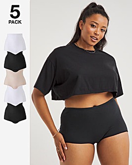Pretty Secrets 5 Pack Black/White/Blush Cotton Comfort Shorts