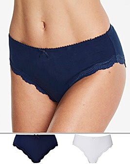 Pretty Secrets 2 Pack Sophie Cotton Rich Navy/White Briefs