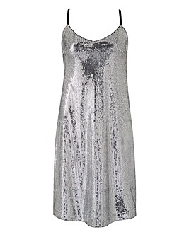 Silver Sequin Cami Mini Dress