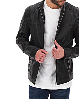 Leather Biker Style Jacket Long