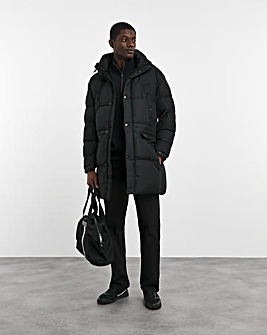 BOSS Black Longline Hooded Padded Coat