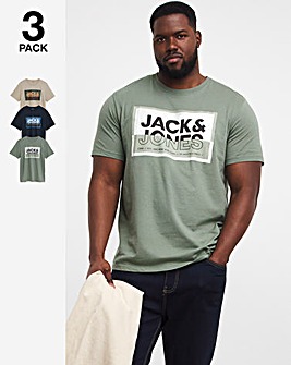 Jack & Jones Logan 3 Pack Crew Neck T-Shirt