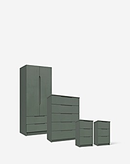 Sorrento Matte 4 Piece Bedroom Package (2xBedside, Chest, 3 Door Wardrobe)