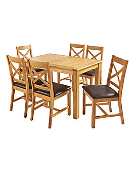 Norfolk Oak and Oak Veneer Large Extending Dining Table and 6 Chairs