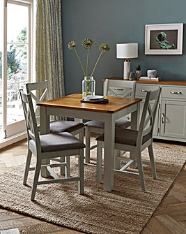 Norfolk Two Tone Oak and Oak Veneer Small Extending Dining Table and 4 Chairs