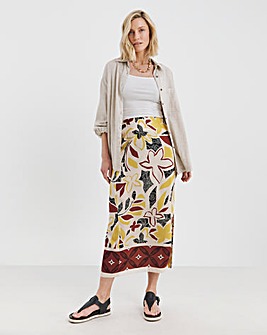 Graphic Print Midi Wrap Skirt