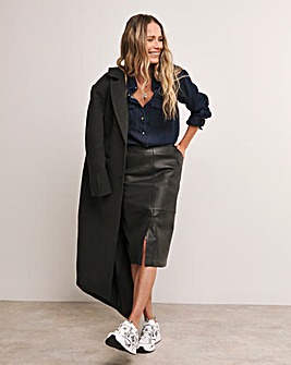 Anthology Black Leather Midi Skirt