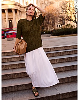 Anthology White Linen Seam Detail Maxi Skirt